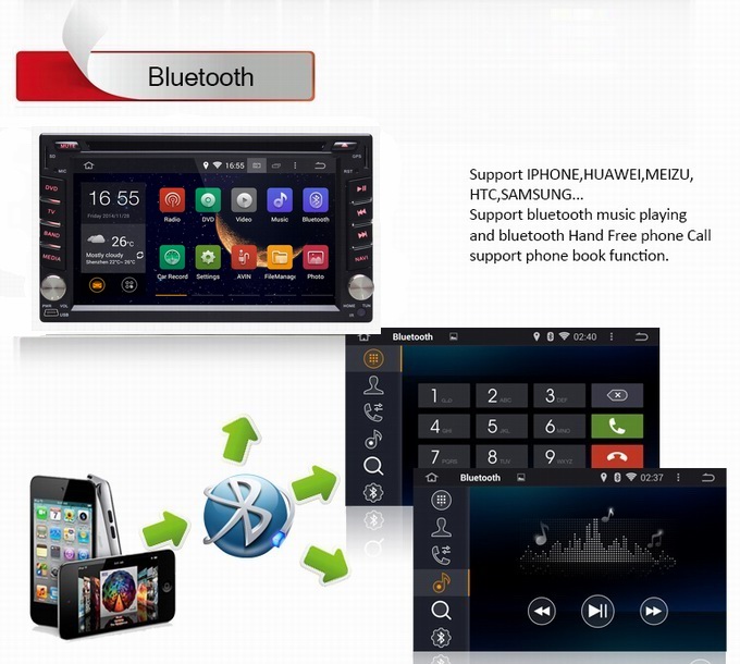 Ouchuangbo Pure Android 4.4 GPS Navigation for Universal Car DVD Multimedia Kit 3G Wifi Bluetooth OCB-2812C