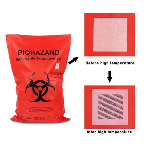 Biohazard Red Stick On Medical Waste Disposal Bags 50 Bags Per Pack Print 1