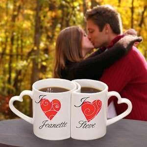 Wholesale Unique 300ML love Couples Coffee Mugs With Heart Shape Handle from china suppliers