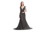 Deep V Neck Sequined Vintage Evening Dresses For Formal Party Sleeveless