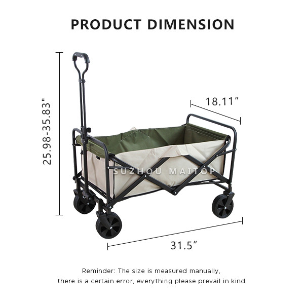 Rubber Wheels Folding Wagon Multipurpose Collapsible Hand Truck Black