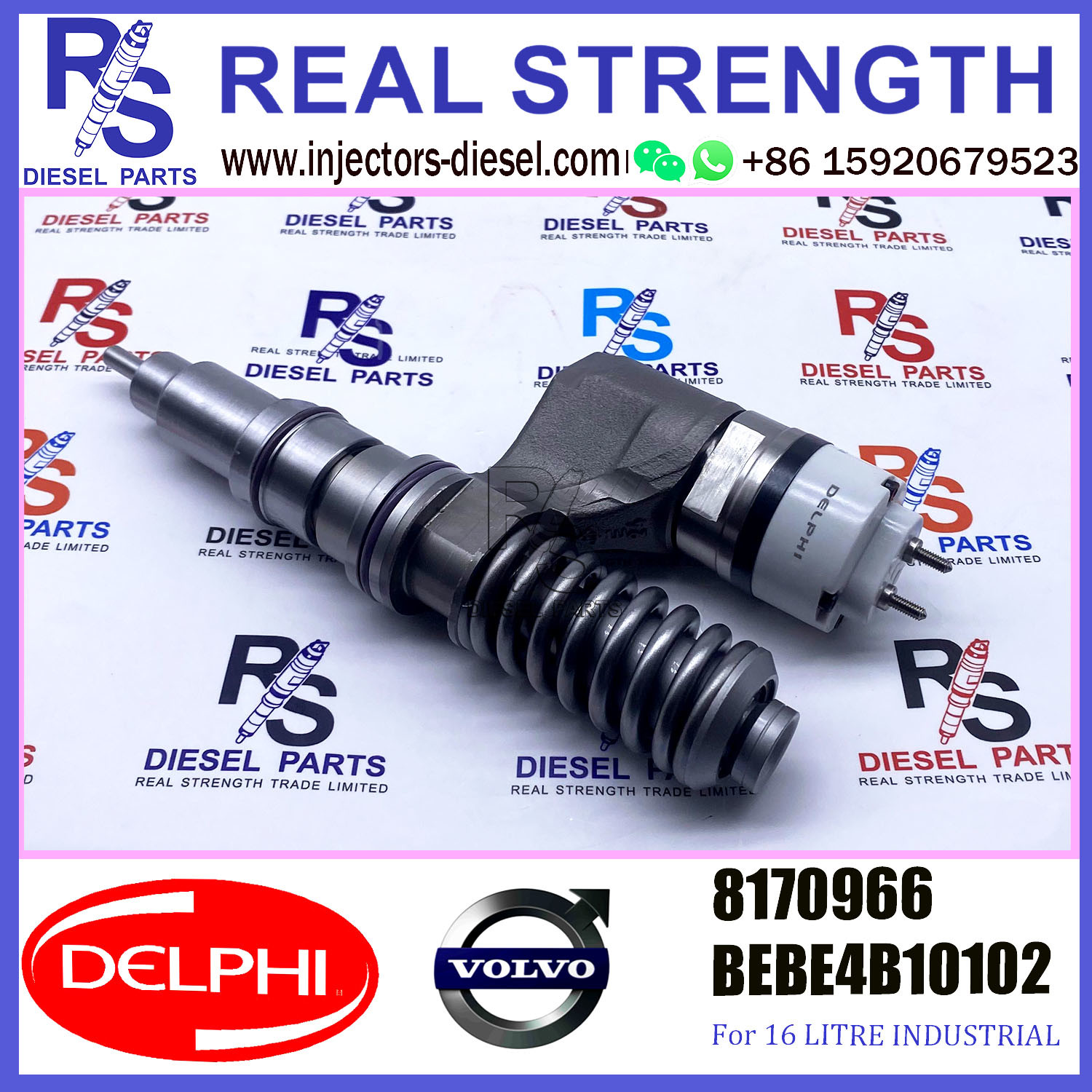 DELPHI injector 8170966 BEBE4C10102 Diesel pump Injector V-O-L-V A1 for D12 3124 US SPEC 340-425 HP