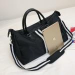 Black Mens Sports Duffle Bag Nylon Gym Duffle Bag With Shoe Compartment