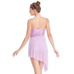Changeable Color Ballet Dance Costumes V-Neck Sequined High-Low Dress
