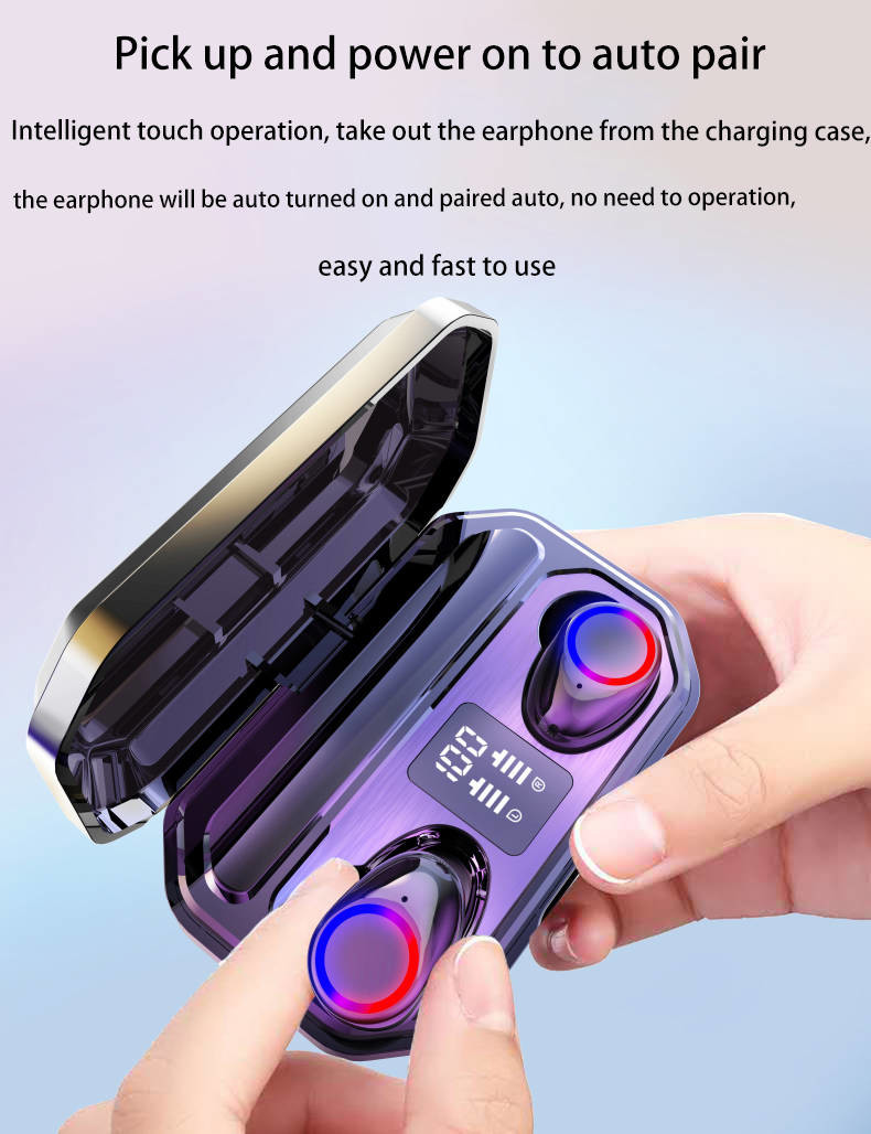 Running Earphones Noise Cancelling Wireless Earbuds Power Bank Flashlight