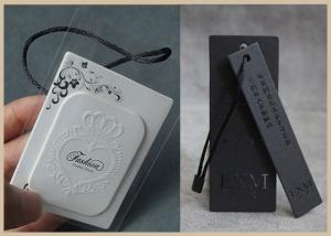 Wholesale Custom printed 400gsm paper logo embossed garment clothing swing hang tag from china suppliers