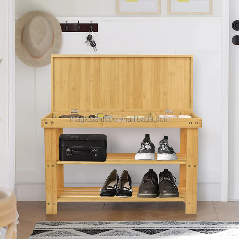 Other Home Storage Shoe Rack Storage Bench Bamboo Organizer with Storage Drawer on Top