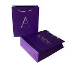 Purple Paper Printed Carrier Bag Foil Silvery Embossed for Advertising