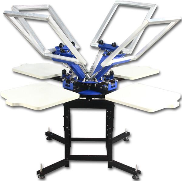 Double Rotary Manual 4 Color 4 Station Slik Screen Printing Press Machine