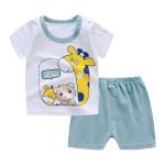 Summer Kids Pajama Set Plain Animal Short Sleeve Tee And Shorts
