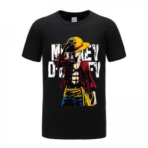 China Casual Luffy Character Anime Couple Shirts O Shaped Neck Anti Bacterial Breathable on sale