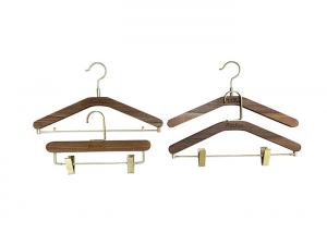 Wholesale Luxury Wood Bedroom Closet Hanger Walnut Colour with Brass Metal Hook from china suppliers