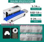 Horizontal Continuous Band Sealer, Automatic Bag Heat Sealer W/Printing Wheels,