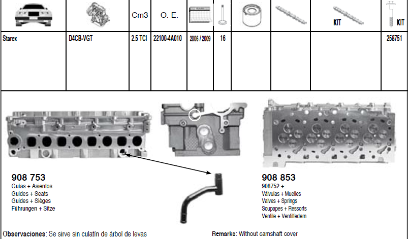 KIA HYUNDAI D4CB Complete Cylinder Head AMC 908751 AMC 908 752 AMC 908 753