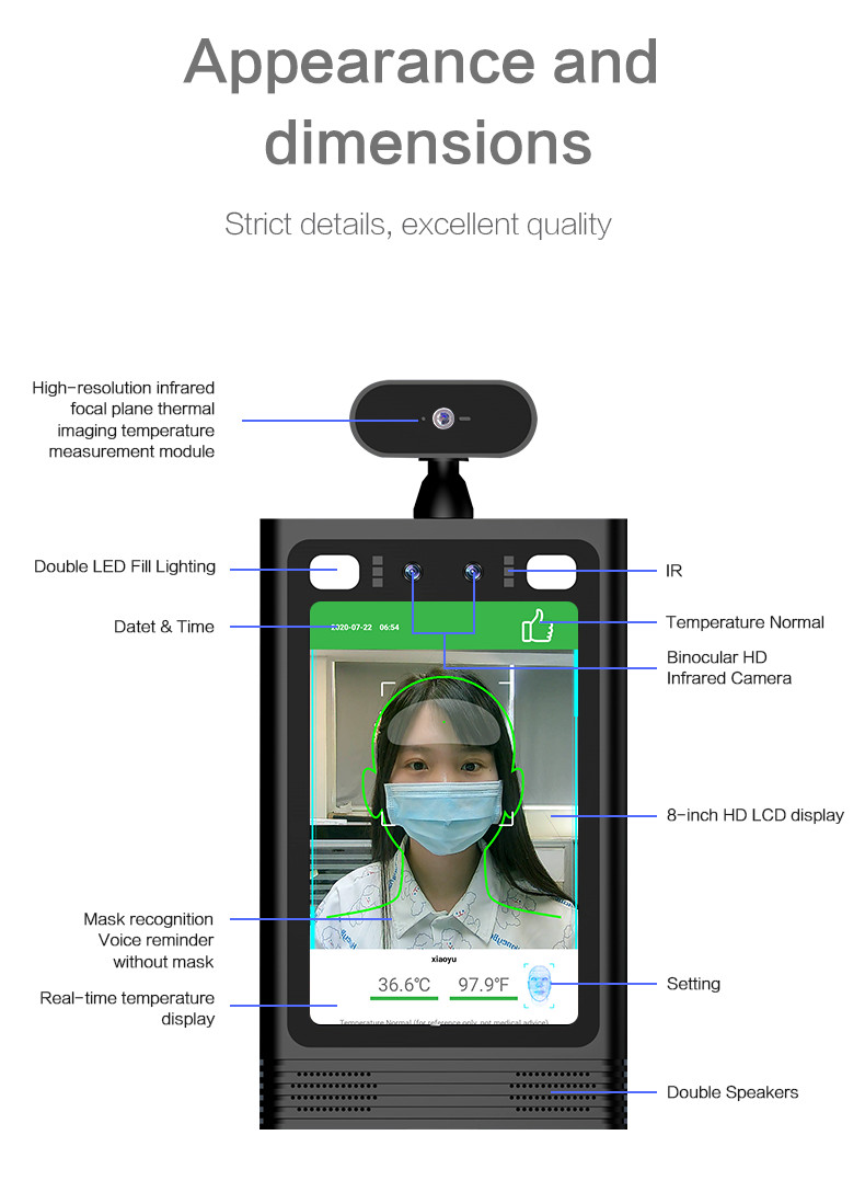 Infrared Thermal Face Recognition Camera Biometric Thermometer FCC