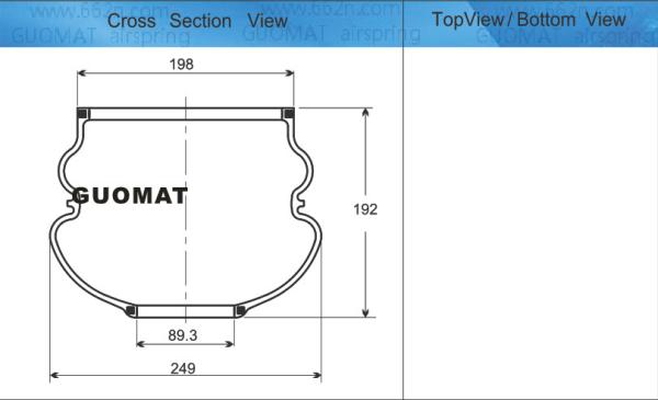 Double convoluted air spring for Mitsubishi Truck 03362 - 33000 Without Metal