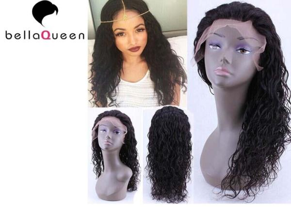 Raw Unprocessed Natural black Water Wave Human Hair Lace Wigs , 14”-24” Inch