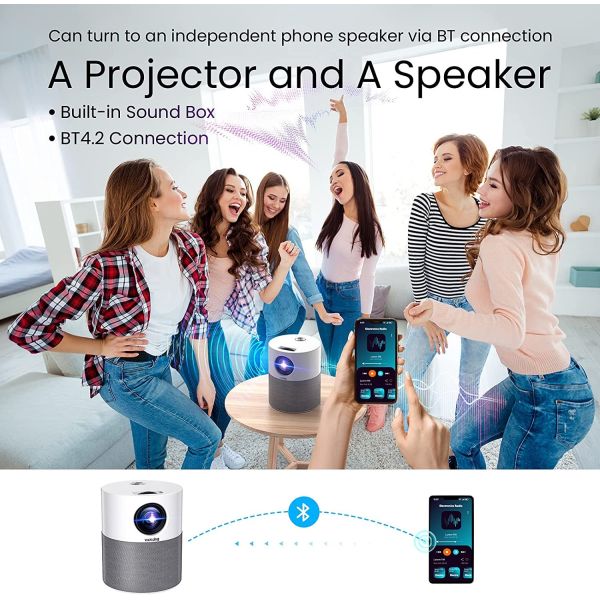 M1 Mini Full HD Android Projector Unique Cylindrical Projector with Free Carry Bag / Mini Tripod