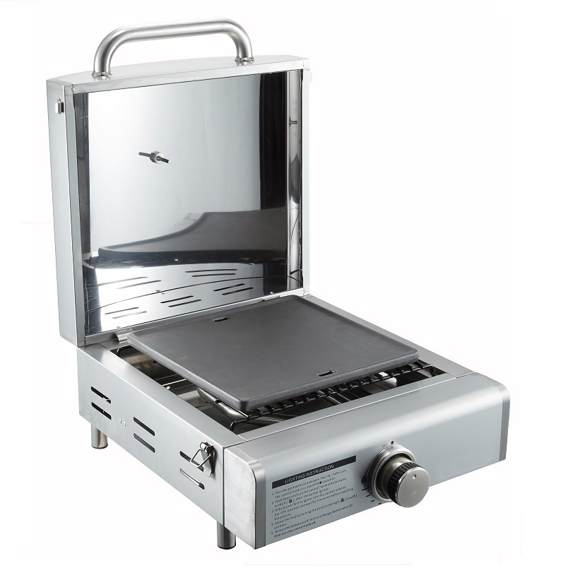 Rotisserie Roaster Propane Grill with Tabletop Pizza Maker and Stainless Steel Housing