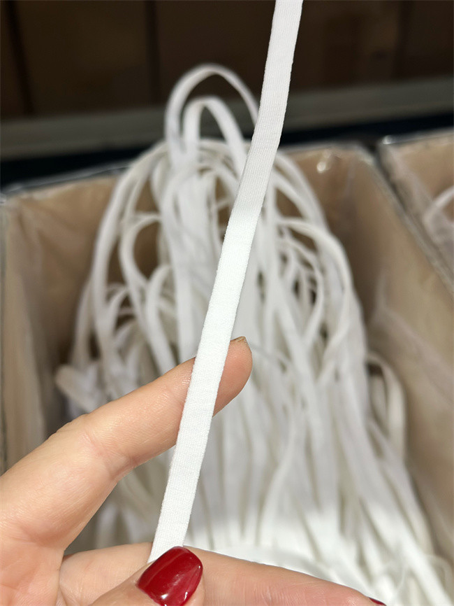 6.5mm Polyester Spandex Flat Ear Loop For N95 Face Mask White