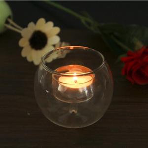 Wholesale Custom Clear Round Double Decor Glass Candlestick from china suppliers