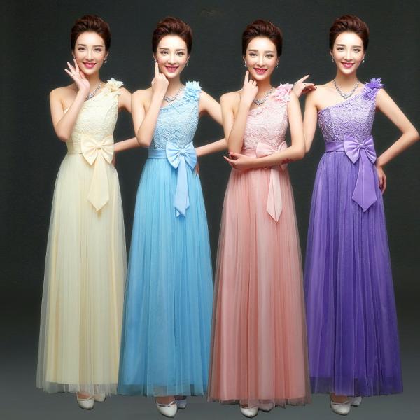 Factory Wholesale Bridesmaids Dress One Shoulder Lace Flower Butterfly Cute