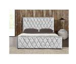 Crush Light Grey Velvet Bed Frame Fabric Gas Lift Bed With Storage EMC