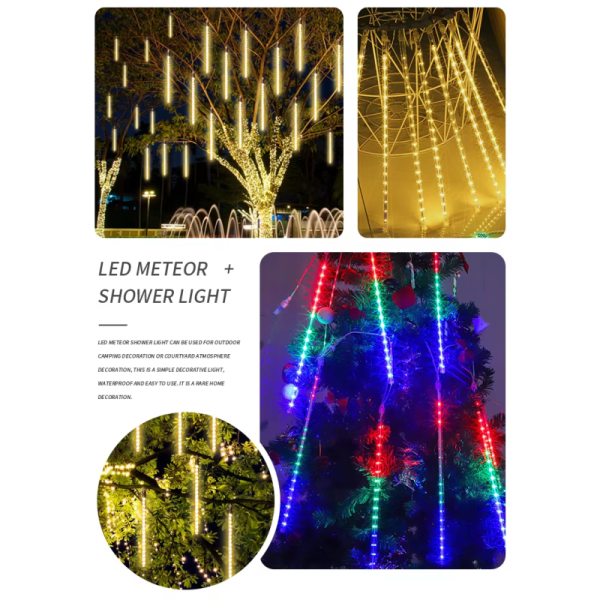 Dynamic Meteor Shower, LED Meteor String Lights Outdoor Garden Holiday Atmosphere Lighting