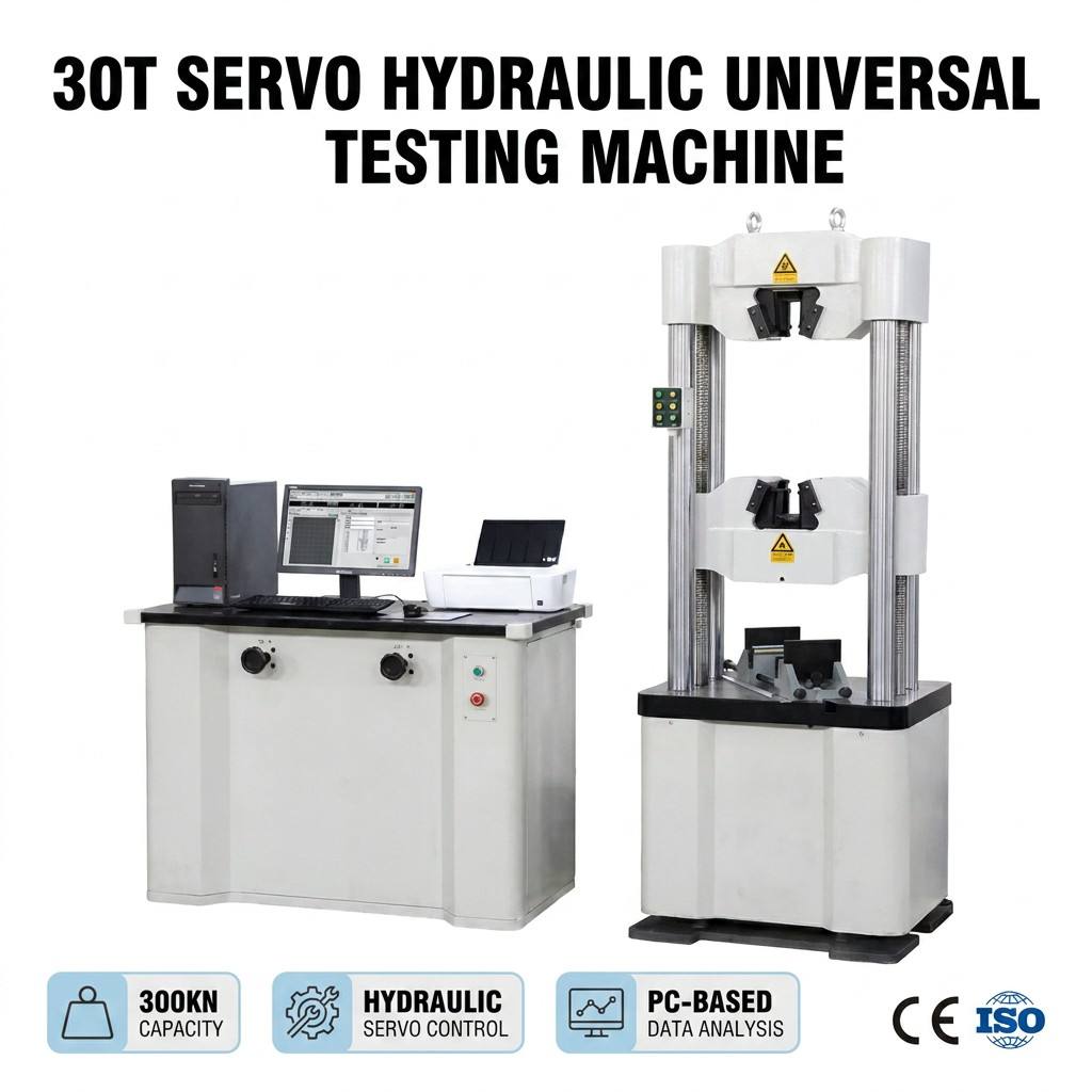Heavy Duty 300kN 30 Ton Electro-Hydraulic Servo Universal Testing Machine for Steel Rebar Metal Test