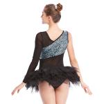 MiDee V-Neck One-Sleeve Leotard with Lace Inserted Tutu Skirt Ballet Dance