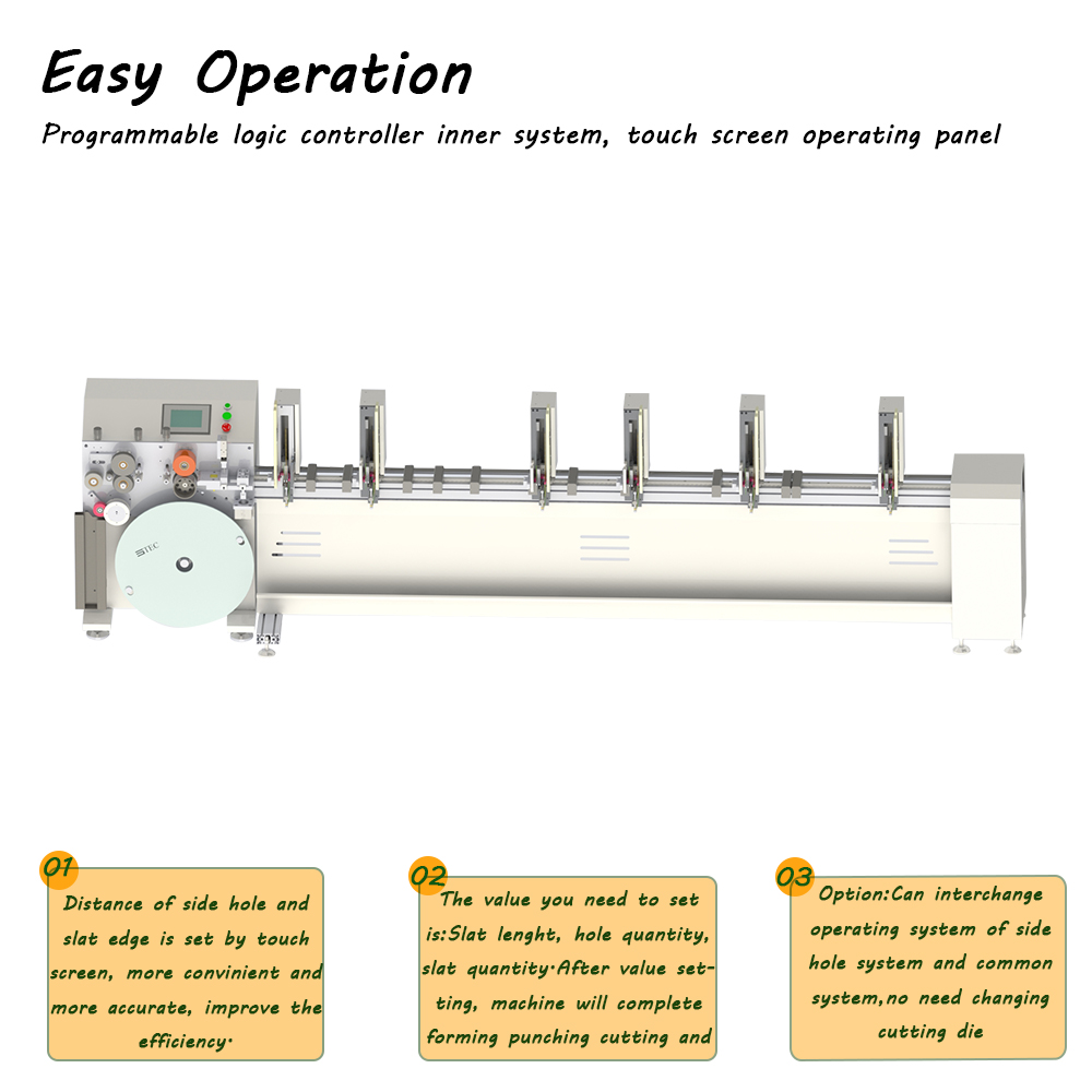 Fully-Automatic Aluminum Venetian Blind Slat Forming,Cutting,Punching and Ladder String Threading machine