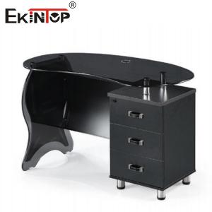 Wholesale Wood Metal Glass Corner Computer Desk Black Smooth Glossy Finish from china suppliers
