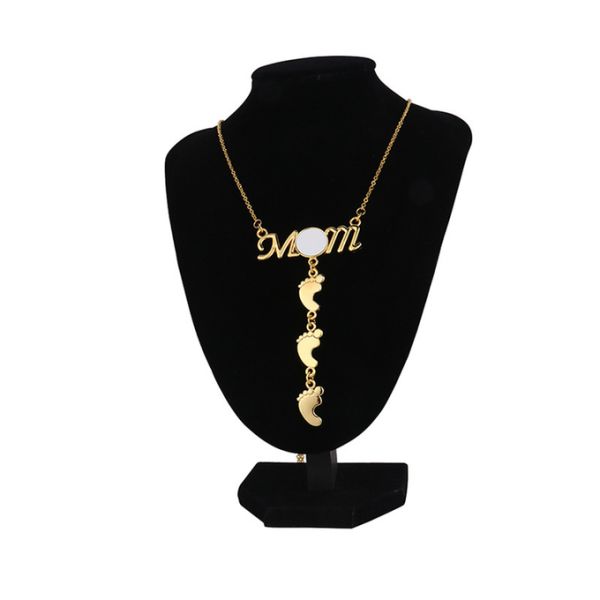 Mothers Day Gift Mom Necklace Sublimation Footprint Necklace Personalised Necklace For Mum And Baby