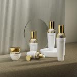 Pearl White Cosmetic Bottle Set 30ml 100ml Hyaluronic Acid Glass Skincare