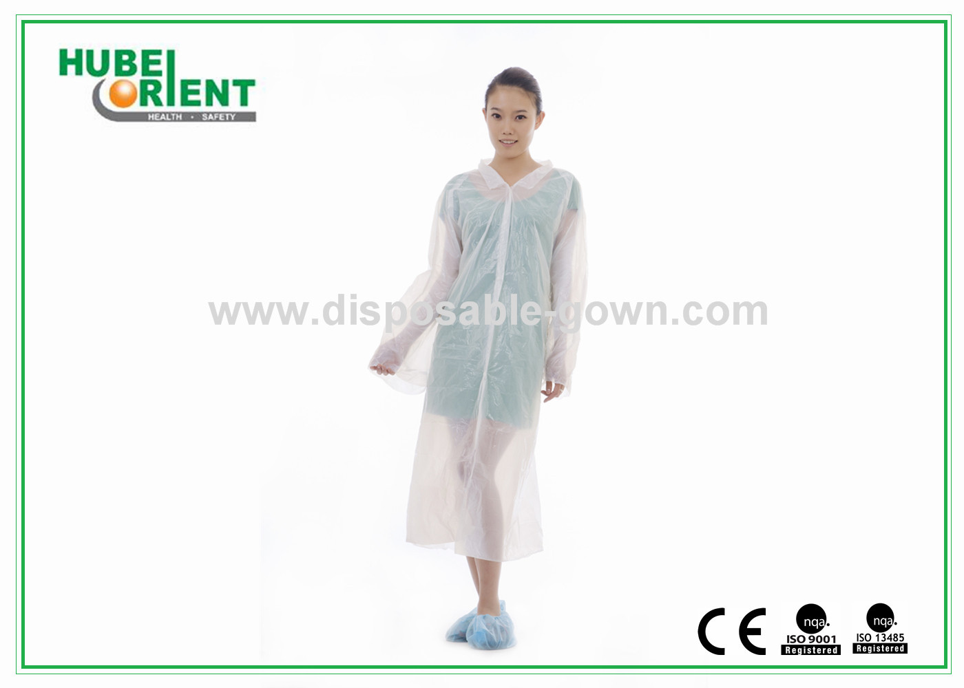 Waterprrof Light-Weight PE Visitor Coat For Factory With Hood And Long Sleeves
