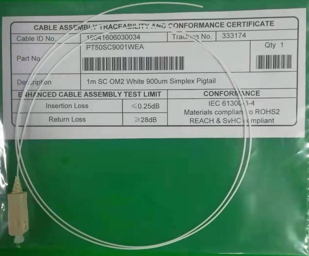 1 Meter SC Pigtail Single Mode , 900um Fiber Optik Pigtail