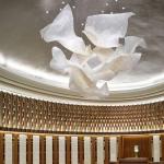 Custom Project Ceiling Chandelier Stainless Steel Ribbon Large Club Hall Center