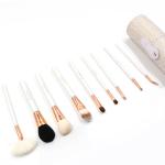 9pcs White Color Travel Size Makeup Brushes Plastic Handle Facial Makeup Tool