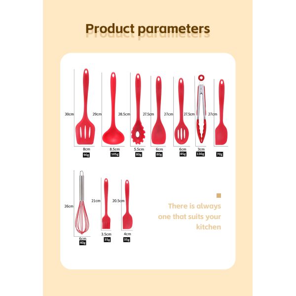 12PCS Non-stick Silicone Kitchen Utensils Set with Plastic Holder High End Cooking Gadgets