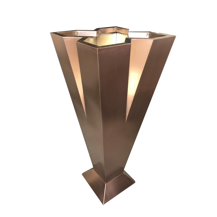Rose gold matte metal decorative plant pot flower box