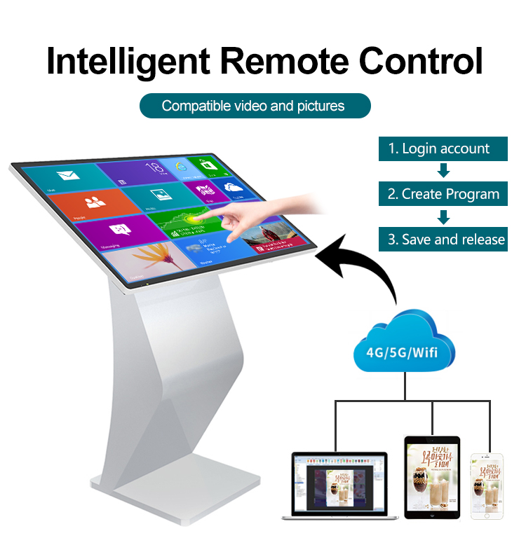 Self Service Interactive Public Information Kiosks LCD Touch Screen 55 Inch