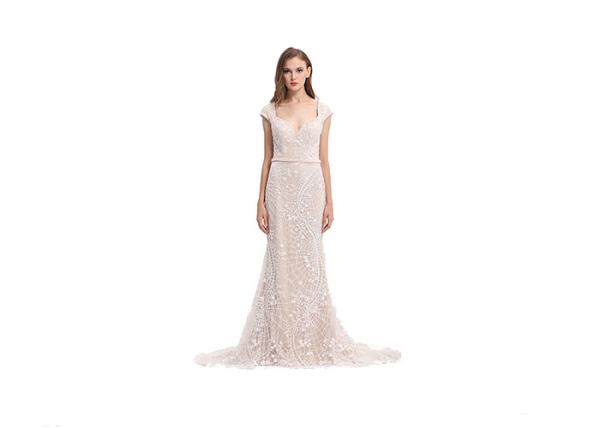 Ivory Lace Beautiful Bridesmaid Dresses / Anti - Wrinkle Bridal Bridesmaid