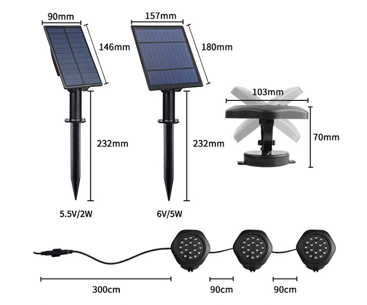IP68 Outdoor Landscape LED Underwater Light Rgb Color Changing Solar Pond Lights
