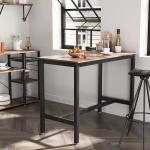 Counter Height Dining Table And Chairs Rustic Brown Kitchen Anti Collision