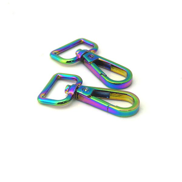 Wholesale 2021Newest Rainbow Color Metal Keychain Custom Snap Hook Buckle Pet Buckle Carabiner Hook