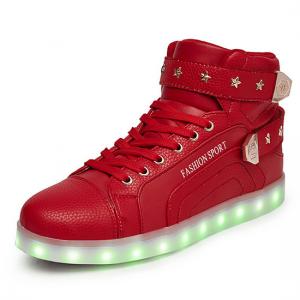 China Ladies Red High Top Light Up Shoes , Breathable Custom Led Shoes For Girls on sale