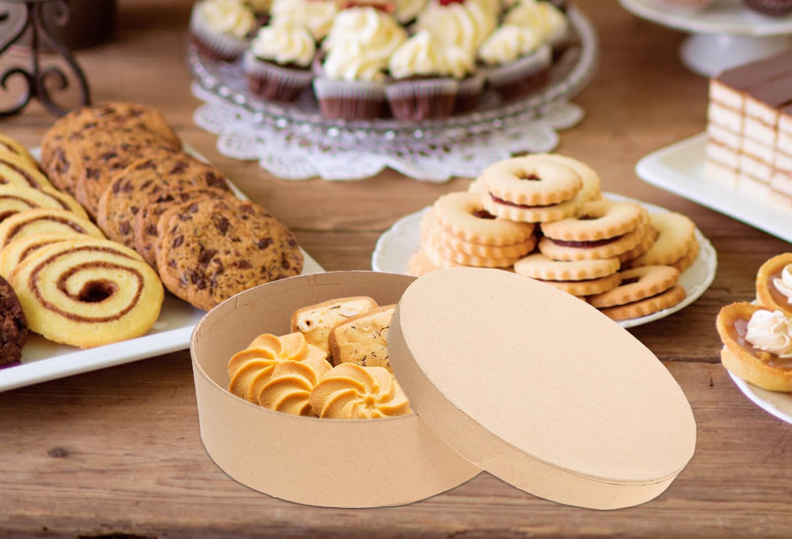 Round Paper Box Type Others for Custom Size Cake Biscuit Cookie Snack Candy Packaging