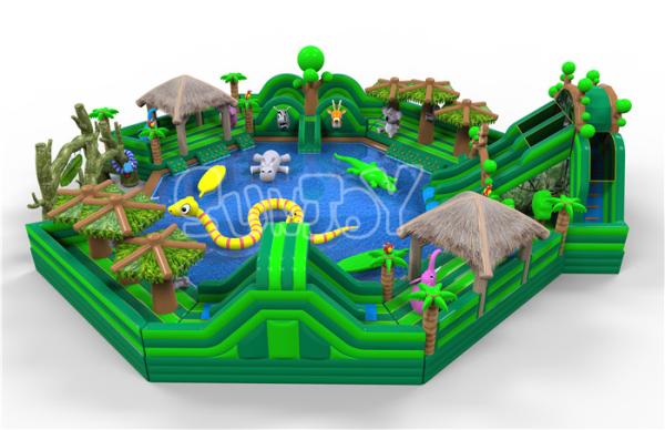 Inflatable Jungle Water Park For Commercial Use Customized Size PVC Tarpaulin