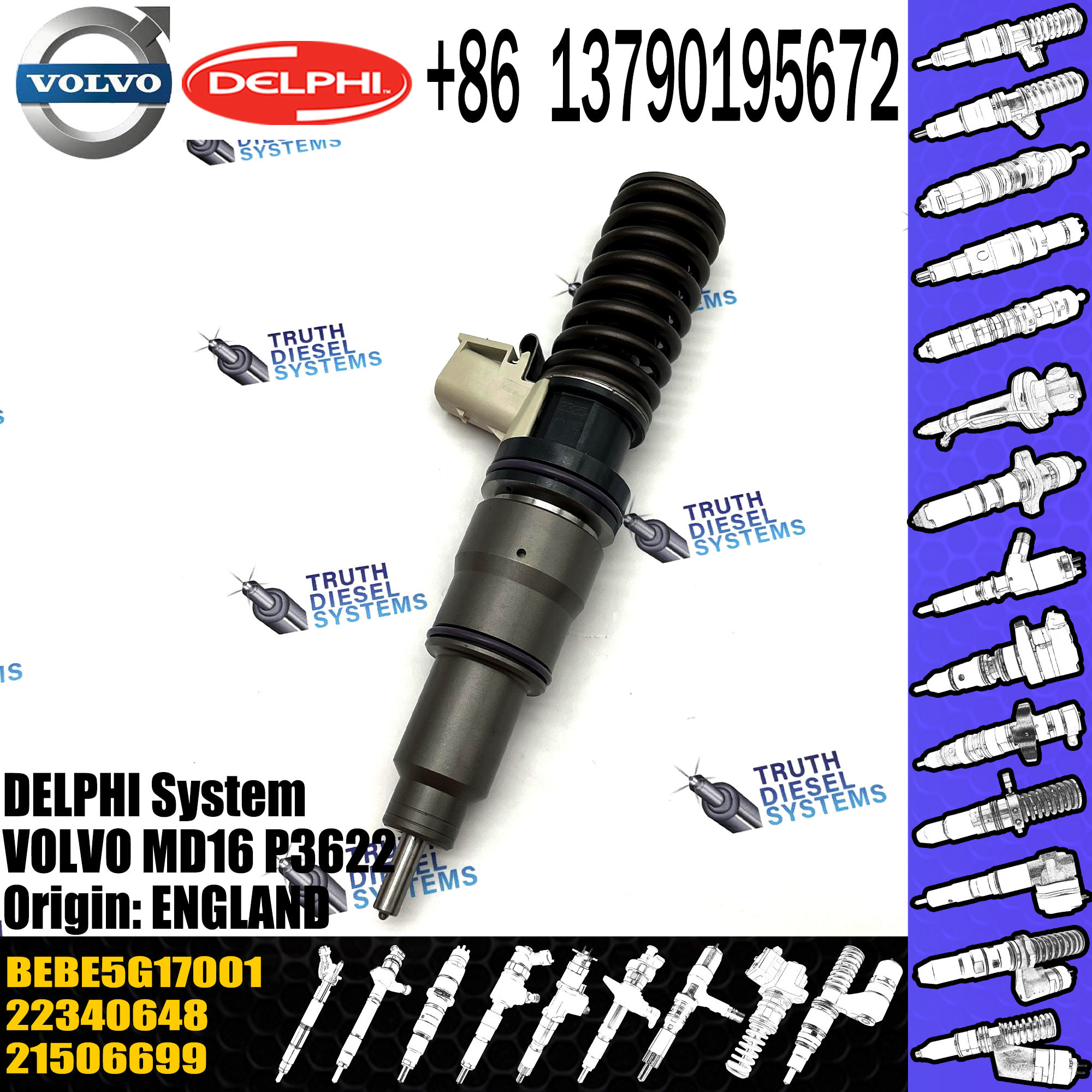 Common Rail Diesel Fuel Injector 22340648 BEBE5G17001 BEBE5G17101 for Engine Parts