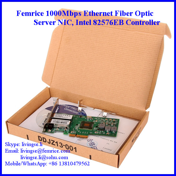 1Gbps Gigabit Ethernet Dual Port Server Network Card, SFP Slot, PCI Express x4, LC Fiber